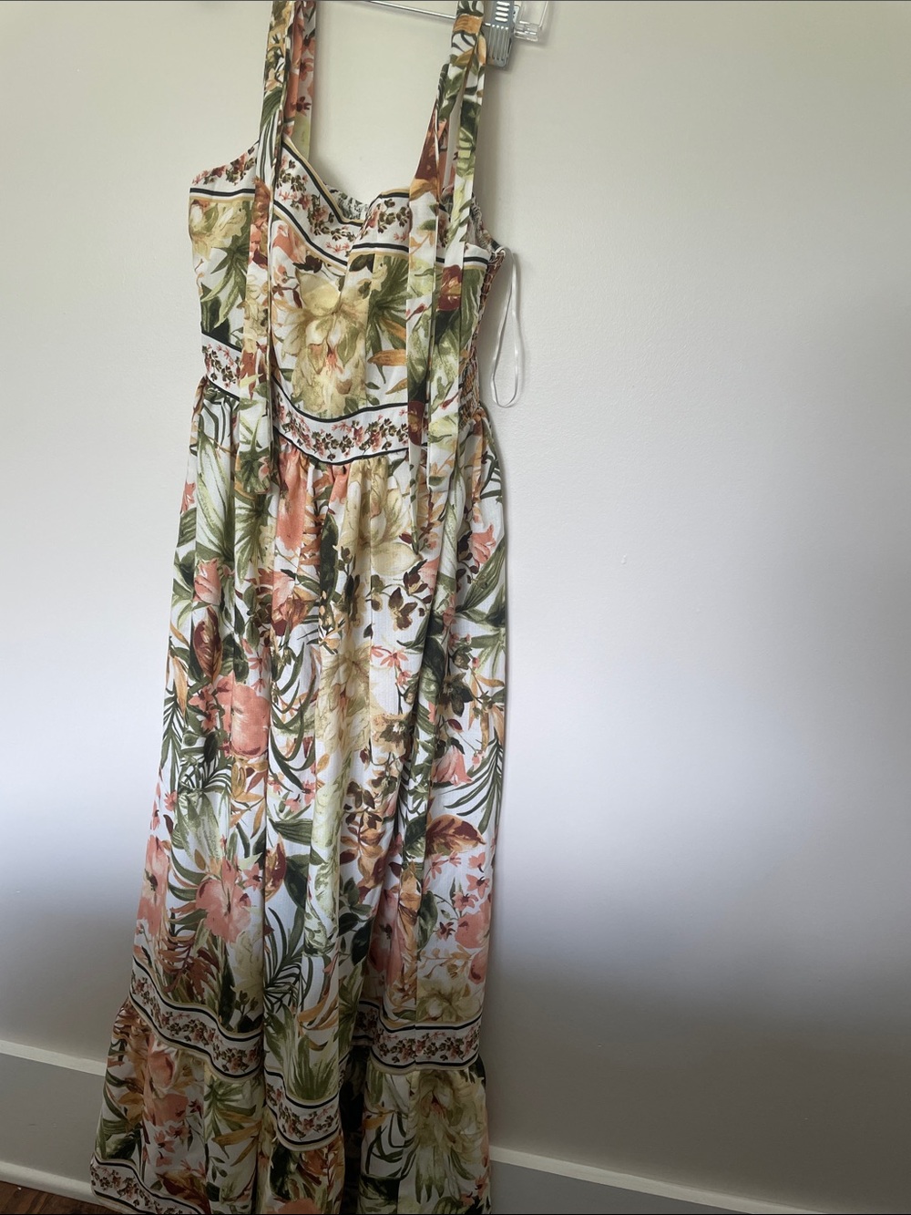 Joie Floral Maxi Dress in White, Green & Peach